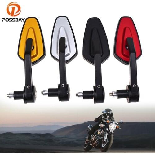 POSSBAY 1 Pair 7/8" 22mm Motorcycle Rearview Side Mirror Motobike Handle Bar End Mirror Moto Espejo Universal for BMW Harley
