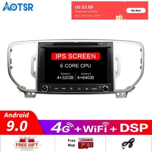 Android 9.0 Car gps multimedia DVD Player Radio For KIA Sportage 4 2016 -2019 car GPS Navigation DVD Video player head unit DSP
