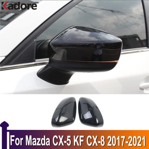 For Mazda CX-5 CX5 KF CX-8 CX8 2017-2019 2020 Carbon Fiber Side Door Rearview Mirror Cover Trim Mirror Cap Frame Car Accessories