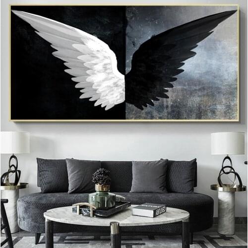 Black and White Angel Wings Canvas Art Posters and Prints Wings Canvas Modern Art Paintings on The Wall Art Pictures Home Decor