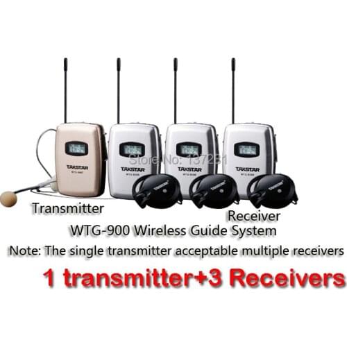 Takstar WTG-900 Digital wireless TOUR GUIDE SYSTEM Supports wireless talkback Max 300M operation range 1 transmitter+3 Receiver