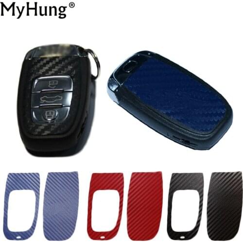 For Audi A4L A5 A7 A8 A8L Q5 Car Key Covers Sticker Case Carbon Fiber Key Ring Stickers Car Keychain Keyring Car-Styling