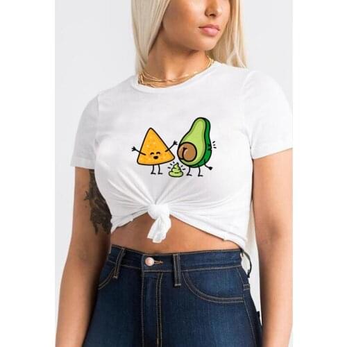 Summer Casual White Tees Tops Streetwear Cartoon Color Printing Cotton Women Tshirts Harajuku Hipster T -Shirt Women