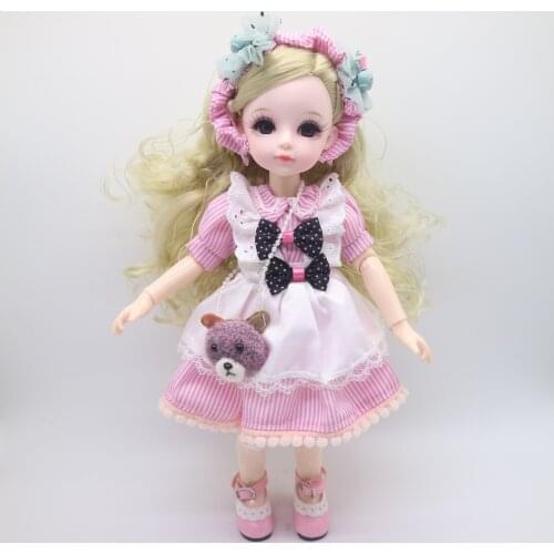 30cm Movable Jointed Dolls Toys BJD SD dolls plastic doll selling with dress,wigs,shoes