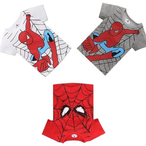 Disney Marvel The Avengers Spiderman Summer Childrens Clothing Short-Sleeved Childrens T-shirt Short Cartoon Childrens Shirt