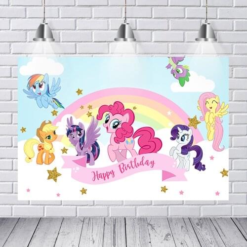 My Little Pony Sky Rainbow Stars Photography Background Shower Baby Birthday Customized Banner Photo Backdrop