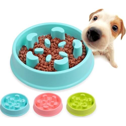 Anti Choke Pet Dog Feeding Bowls Plastic Moon Shape Slow down Eating Food Prevent Obesity Healthy Diet Dog Accessories