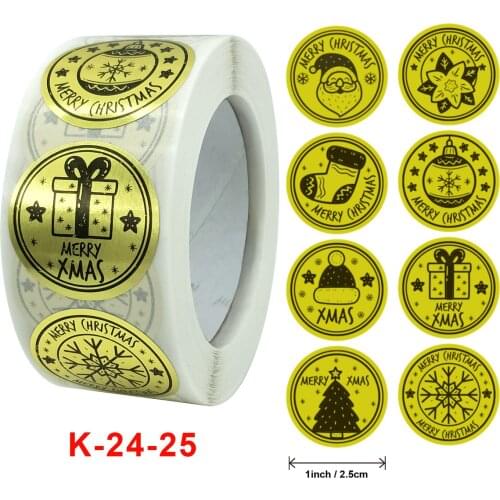 500pcs Gold Foil Merry Christmas Stickers Seals Labels for Thank You Invitation Cards Gifts Bakery Envelopes Shopping Packaging