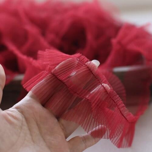 4cm Wide 10meter/lot Cheap Mesh Pleated Trim without Elastic Diy Accessory X1003