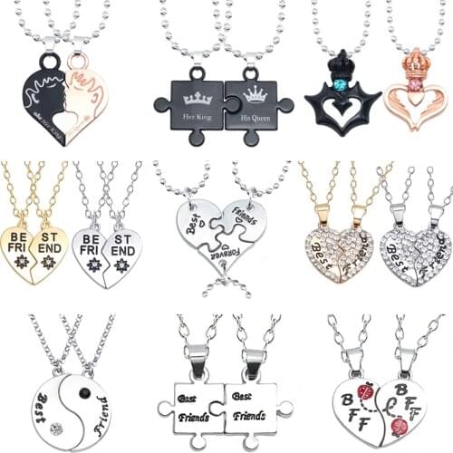 2019 New Good Friend Series Simple Set Heart-Shaped Puzzle Crown Fashion Female Necklace Lovers Jewelry Selection Direct Sales
