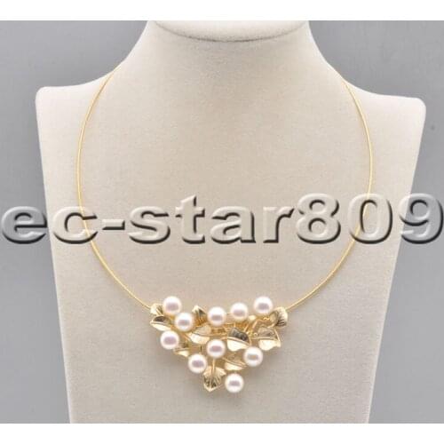 P6886 60mm White Round Freshwater Pearl Gold plated Flower Pendant & Brooch