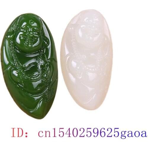 Green Jade Maitreya Pendant Fashion Chinese Charm Men Buddha Necklace Natural Women Amulet Gemstone Jewelry Jadeite Carved