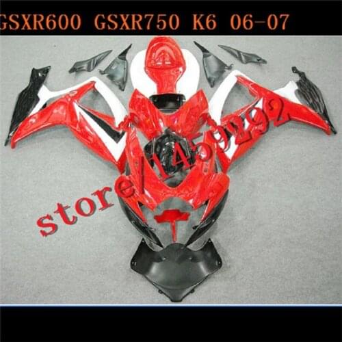 Custom GSXR 600 GSXR 750 GSXR600 06 07 A Fairing Kits Motocycle Accessories 2006 2007 red white black Fairing