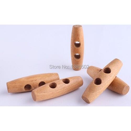 10PCS/Lot Natural Color 50mm 2holes long shape garment buttons decoration for bag backpack accessories