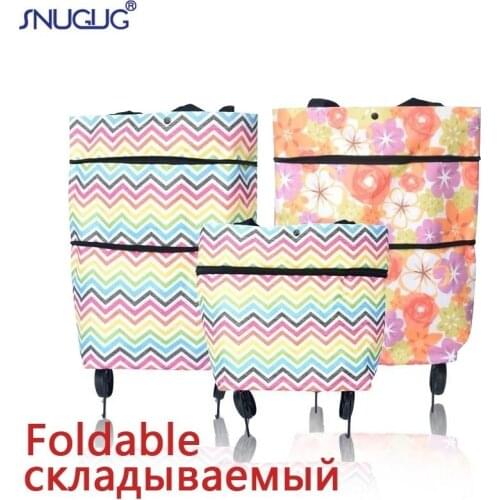 Folding Shopping Bag Womens Portable Buy Vegetables Trolley Bags On Wheels The Market Big Pull Cart Shopping Bags For Organizer