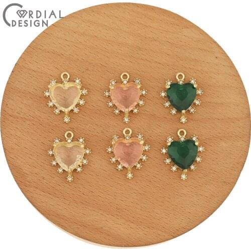 Cordial Design 50Pcs 17*21MM Jewelry Accessories/Heart Shape/Hand Made/Rhinestone Pendants/Jewelry Findings & Components/DIY