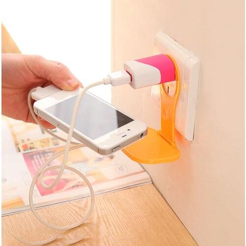 Universal Foldable Phone Holder Charger Cable Storage Mobile Phone Wall Plug Socket for Charger Charging Rack Hang Holder