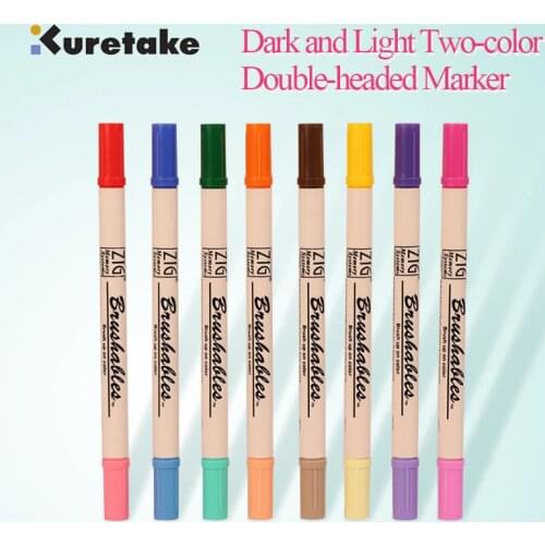 Kuretake ZIG Deep Shallow Double Soft Head Two-color Watercolor Brush Marker Pen Gradient Paint Brush Waterproof Brushables 7700