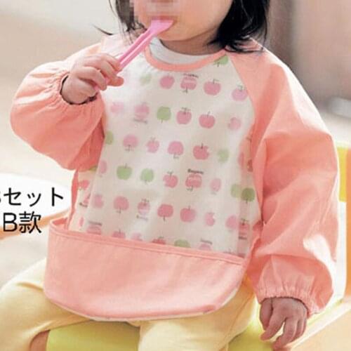 Y156 Free shipping the baby to eat waterproof overall long-sleeved cotton baby food inside out bib no fluorescent agent