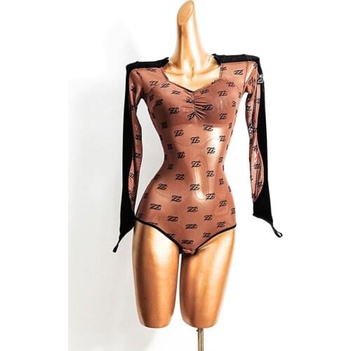 2020 New Long Sleeve Finger Hole Women Latin Dance Bodysuit Latin Dancing Tops Practise Tango Chacha Dancing Performamnce TL604
