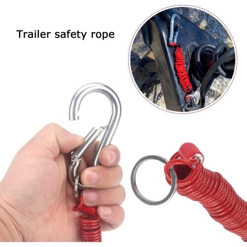 1PC Safety Breakaway Cable 1.5 Metre Coiled Easily Installation With Spring Clip Travel Trailer Anti-Lost Cable Car Accessories
