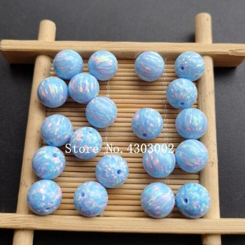 10pcs/lot 10mm OP26 Cornflower Blue Synthetic Round Ball Opal Stone Round Opal beads for DIY Jewelry