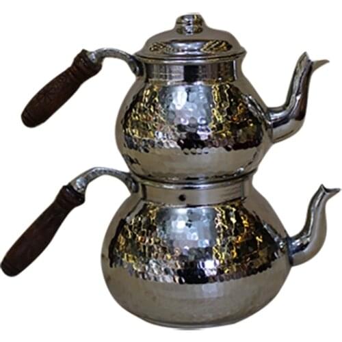 100% Pure Solid Hammered Copper 2 Set of Tea Pot Turkish Copper Kettle Stovetop Teapot