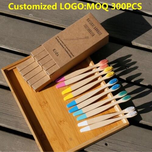 100PCS Kids Toothbrushes Eco-Friendly Bamboo Soft Fibre Toothbrush Biodegradable Teeth Brush for Children Solid Bamboo Handle