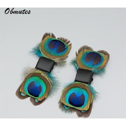 2 PCS Peacocks Feathers Shoe Accessories Bow Shoe Clips Pairs Women High Heels Decorations for Party Shoes