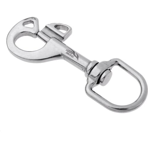 316 Stainless Steel Single Ended Swivel Eye Bolt Snap Spring Hook for Scuba Technical Diving