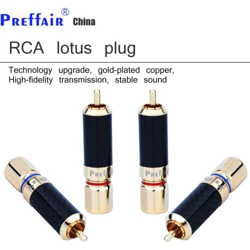 4Pcs Preffair R1701 Carbon Fiber Gold Plated RCA Adapter HIFI RCA Audio Connector