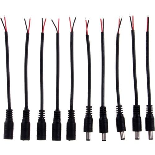 5Pcs DC LED Connectors with Lock Buckle, 15cm length cable,DC 5.5 x 2.1mm DC Male Female jack adapter for cctv camera