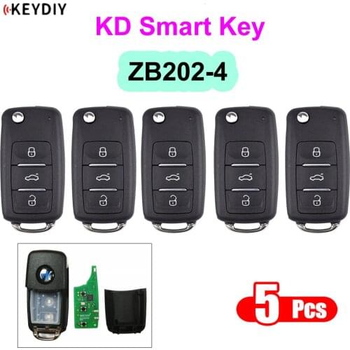 5PCS/LOT KEYDIY ZB Remote ZB202-4 Multi-functional B5 Type 202AJ Smart Car Key for KD-X2 Fit More than 2000 Models