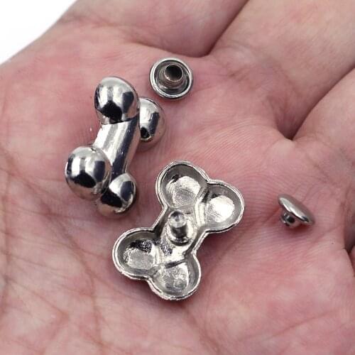 Freeshipping 10 Sets Punk Bone Spike Rivets Studs Spots Silver Tone Fashion Bag Shoes Clothes Crafts Making 19x14mm