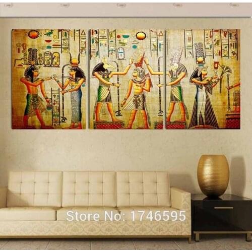 Big size 3pcs Modern living room home decor abstract Egyptian Escape Wall Art Picture printed oil Painting on Canvas art prints