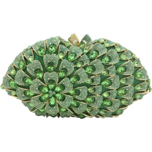 Boutique De FGG Light Green Women Crystal Clutch Evening Purses Wedding Party Rhinestone Handbags Party Dinner Minaudiere Bag