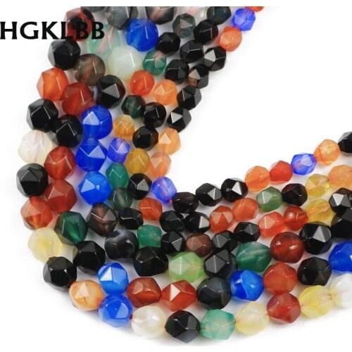 HGKLBB Natural Faceted Mixed color Agates beads 6/8MM Spacers Loose Stone beads for Jewelry making DIY bracelets necklace 15