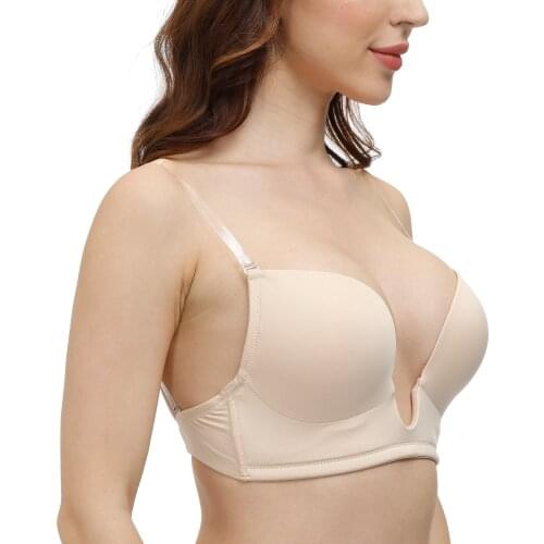YBCG Women Bra Sexy Adjusted Straps X-Line Bras 1/2 Cup Triangle Push Up Bra for Women White Wedding Cotton Bras Deep U