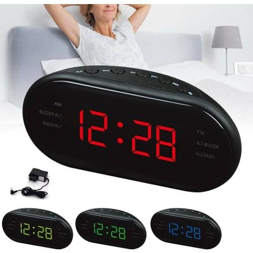 AM/FM LED Clock Electronic Desktop Alarm Clock Voice Control Digital Desktop Clocks Table Decor Home Office Supplies EU Plug