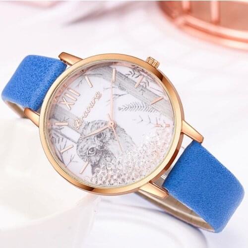 Fashion Owl Sliding Beads New Lady Watches Luxury Temperament White Watch Quartz Leather Strap Bracelet For Clock Orologio Donna
