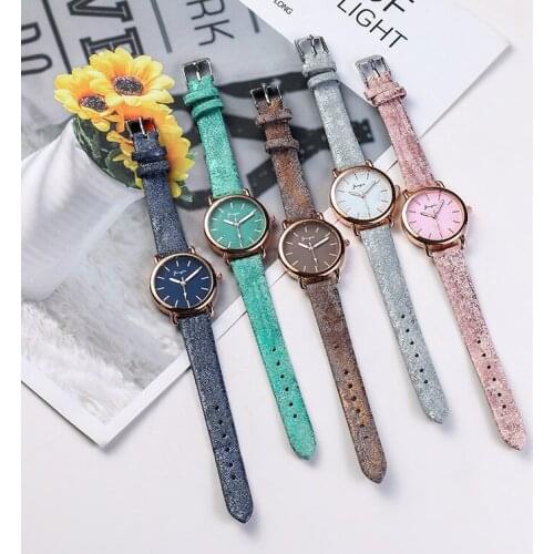 Fashion Belt Watch Sweet Style Leaf Pattern Quartz Casual Watches for Women Female Wristwatch Girl Clock