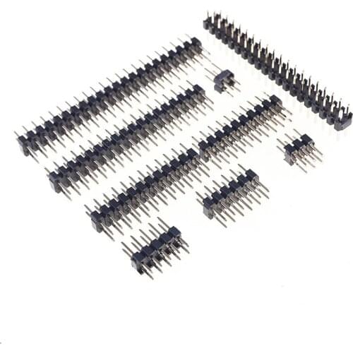 0.100" 2.54 x 2.54 mm Pin Header Male Dual Row through hole straight 2x2P 4 6 8 10 12 14 16 20 26 30 40 50 60 80 Pin