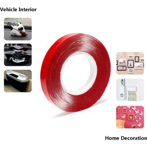 3M 8mm-30mm Red Double Sided Adhesive Tape High Strength Acrylic Transparent No Traces Sticker for Car Auto Interior Fixed