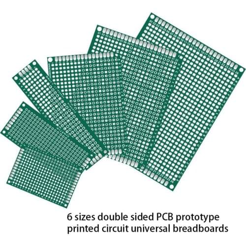 Double Sided PCB Board Prototype Boards Kit for DIY Soldering Tinned Through Holes 6 Sizes Universal Printed Circuit Perfboard