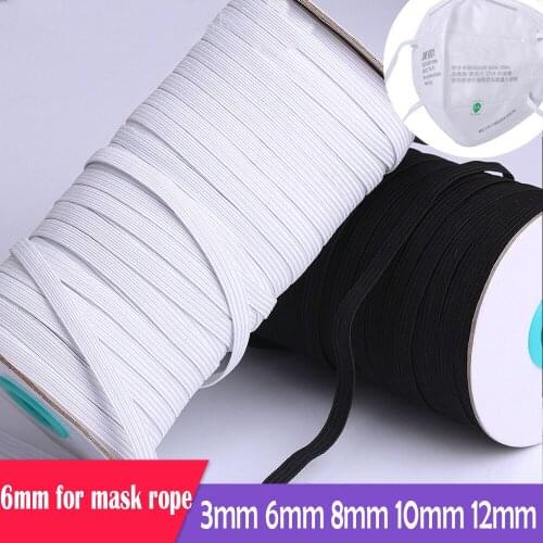 Elastic Band 3mm 5mm 6mm Elastic Black White Ribbon Elastic Rope Rubber Band for Mask Line DIY Sewing Mask Accessories 1 Roll