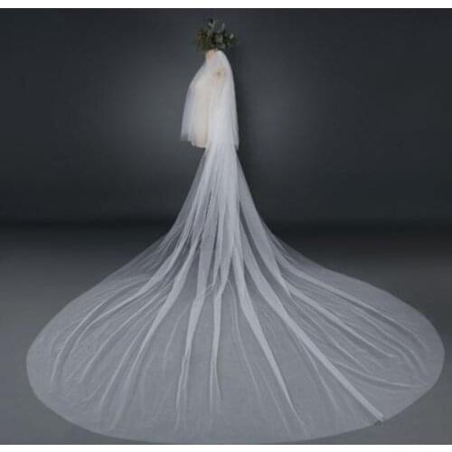 Physical picture Wedding Veil 3 Meters Cathedral Long Soft Bridal Veils With Comb White two layers Ivory Wedding Accessories
