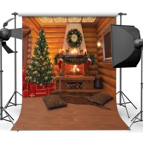 Photography Backdrops Chrismas Tree Fireplace Photo Backgrounds for Fond Studio Children Baby Shower Portrait Photo Shoot