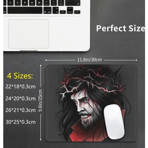 Jesús Christ Mouse Pad DIY Print Cushion Alternativo Cool Skate Jesus Tattoo Beauty Street Original Rock Punk