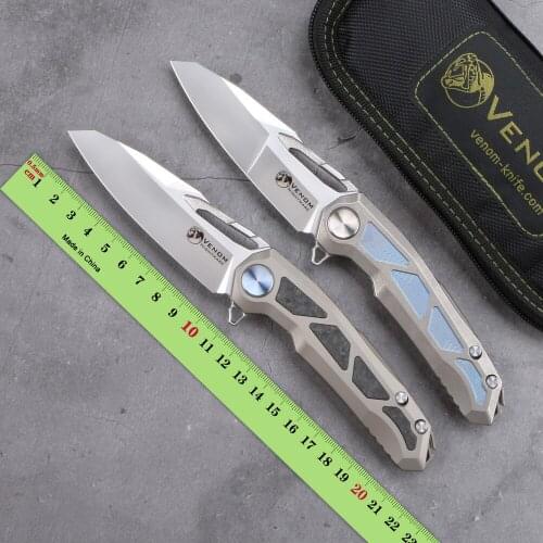 Kevin John VENOM Nightmare model M390 Blade Titanium handle with carbon fiber gift collection camping hunting EDC outdoor gear