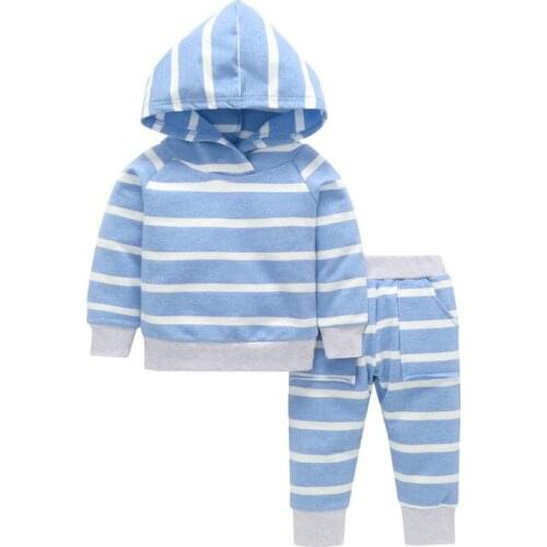 Newborn Baby Girls Romper Hoodies For Girls Striped Long Childrens Sweatshirt Pants Set Infant Kids Clothes Boys Clothing